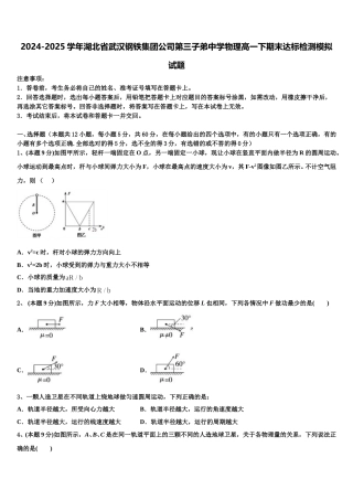 2024-2025学年湖北省武汉钢铁集团公司第三子弟中学物理高一下期末达标检测模拟试题含解析