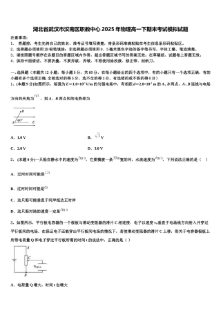 湖北省武汉市汉南区职教中心2025年物理高一下期末考试模拟试题含解析