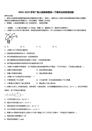 2024-2025学年广西人教版物理高一下期末达标检测试题含解析