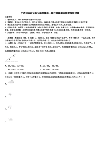 广西省崇左2025年物理高一第二学期期末统考模拟试题含解析