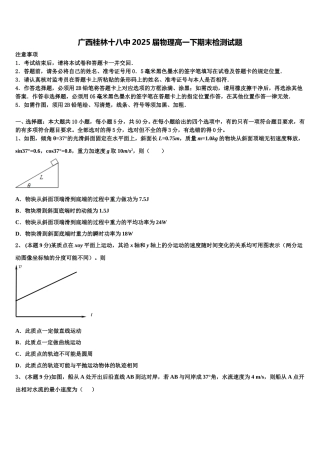 广西桂林十八中2025届物理高一下期末检测试题含解析