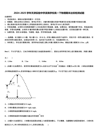 2024-2025学年天津实验中学滨海学校高一下物理期末达标检测试题含解析