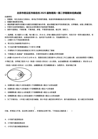 北京市密云区市级名校2025届物理高一第二学期期末经典试题含解析