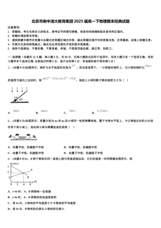 北京市衡中清大教育集团2025届高一下物理期末经典试题含解析