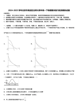2024-2025学年北京市海淀区北师大附中高一下物理期末复习检测模拟试题含解析