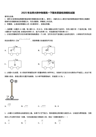 2025年北师大附中物理高一下期末质量检测模拟试题含解析