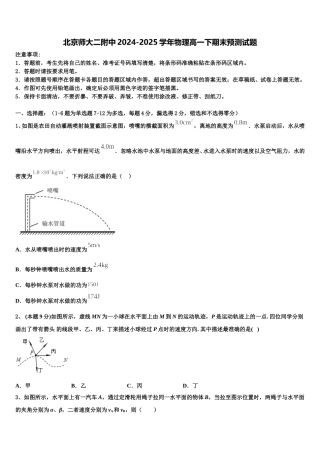 北京师大二附中2024-2025学年物理高一下期末预测试题含解析