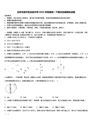 北京市昌平区实验中学2025年物理高一下期末经典模拟试题含解析