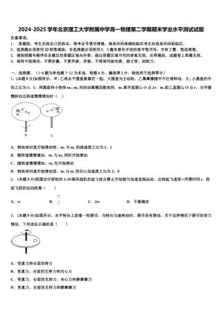 2024-2025学年北京理工大学附属中学高一物理第二学期期末学业水平测试试题含解析
