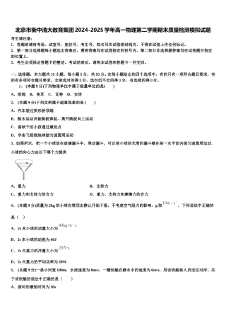 北京市衡中清大教育集团2024-2025学年高一物理第二学期期末质量检测模拟试题含解析