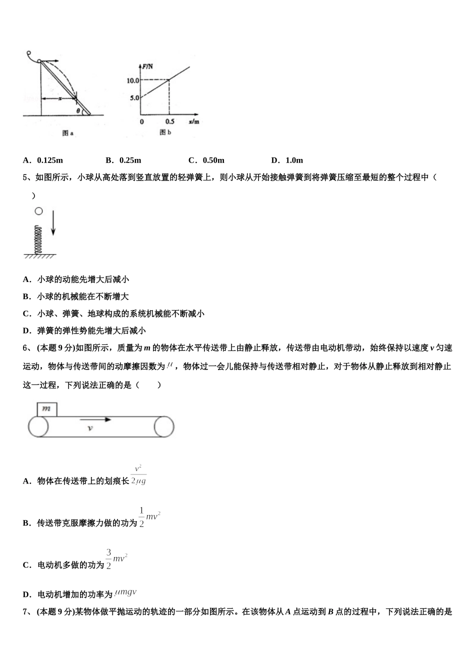 2025届吉林省长春市南关区东北师大附中净月实验学校物理高一第二学期期末调研模拟试题含解析_第2页