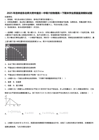 2025年吉林省东北师大附中重庆一中等六校物理高一下期末学业质量监测模拟试题含解析