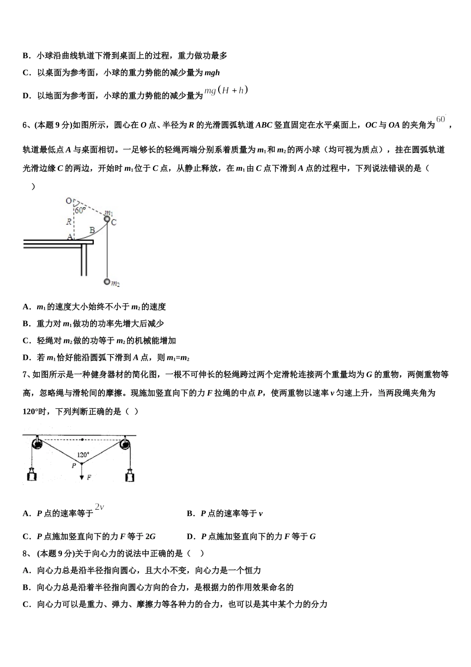 2025年吉林省榆树市第一高级中学物理高一第二学期期末考试模拟试题含解析_第2页