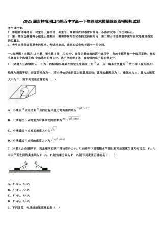2025届吉林梅河口市第五中学高一下物理期末质量跟踪监视模拟试题含解析