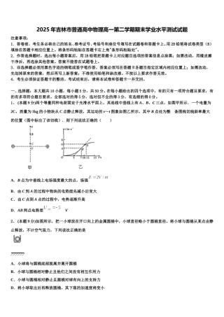 2025年吉林市普通高中物理高一第二学期期末学业水平测试试题含解析