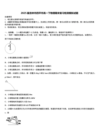 2025届吉林市四平市高一下物理期末复习检测模拟试题含解析