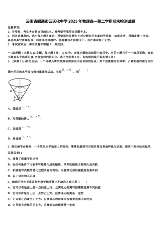 云南省昭通市云天化中学2025年物理高一第二学期期末检测试题含解析