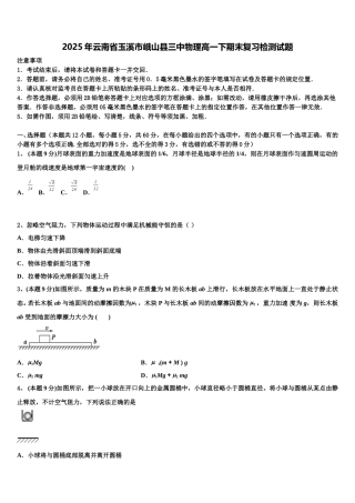 2025年云南省玉溪市峨山县三中物理高一下期末复习检测试题含解析