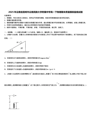 2025年云南省昆明市云南民族大学附属中学高一下物理期末质量跟踪监视试题含解析