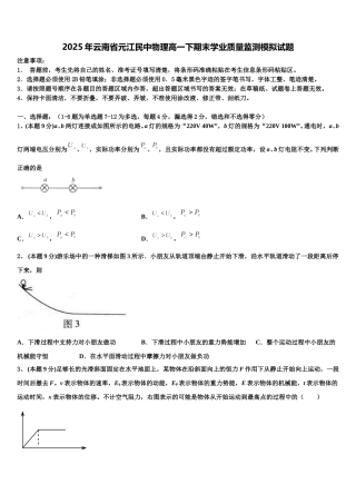 2025年云南省元江民中物理高一下期末学业质量监测模拟试题含解析