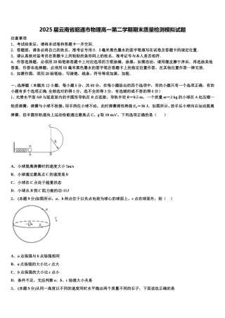 2025届云南省昭通市物理高一第二学期期末质量检测模拟试题含解析