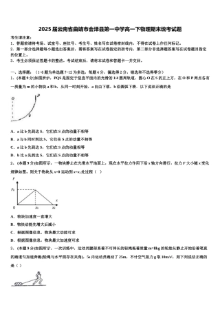 2025届云南省曲靖市会泽县第一中学高一下物理期末统考试题含解析