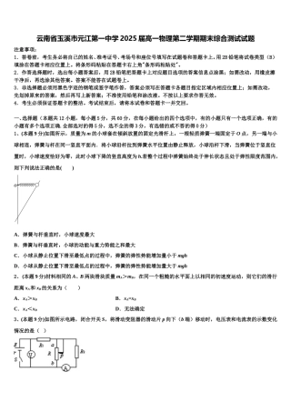 云南省玉溪市元江第一中学2025届高一物理第二学期期末综合测试试题含解析