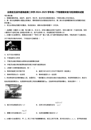 云南省玉溪市通海县第二中学2024-2025学年高一下物理期末复习检测模拟试题含解析