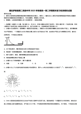 藏拉萨那曲第二高级中学2025年物理高一第二学期期末复习检测模拟试题含解析