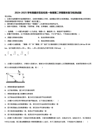 2024-2025学年西藏示范名校高一物理第二学期期末复习检测试题含解析