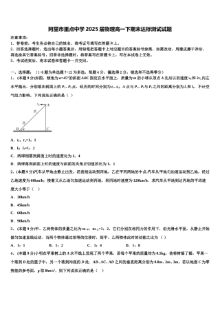 阿里市重点中学2025届物理高一下期末达标测试试题含解析