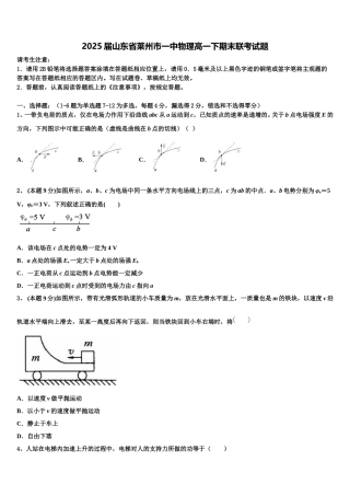 2025届山东省莱州市一中物理高一下期末联考试题含解析