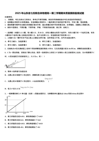 2025年山东省七校联合体物理高一第二学期期末质量跟踪监视试题含解析