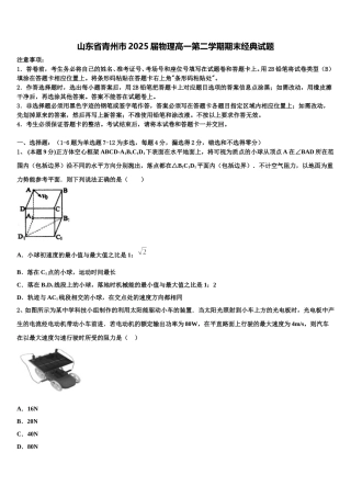 山东省青州市2025届物理高一第二学期期末经典试题含解析