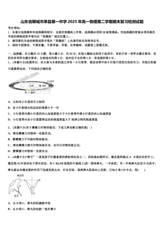 山东省聊城市莘县第一中学2025年高一物理第二学期期末复习检测试题含解析