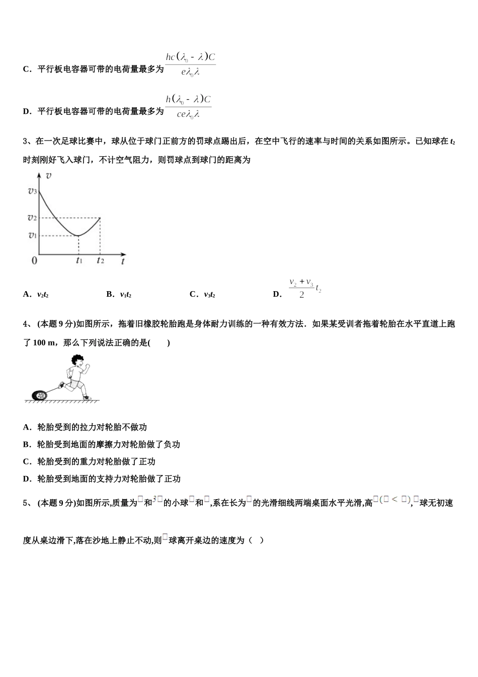 山东省青岛市实验高中2024-2025学年高一物理第二学期期末统考模拟试题含解析_第2页