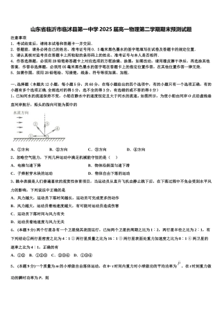 山东省临沂市临沭县第一中学2025届高一物理第二学期期末预测试题含解析