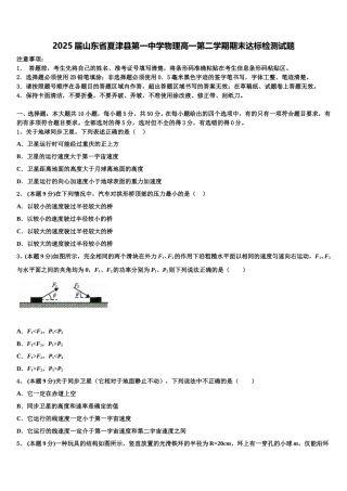 2025届山东省夏津县第一中学物理高一第二学期期末达标检测试题含解析