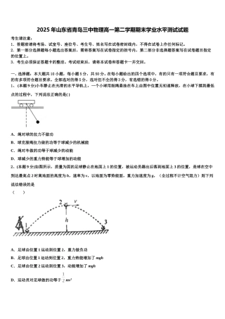 2025年山东省青岛三中物理高一第二学期期末学业水平测试试题含解析
