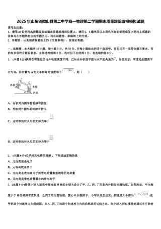 2025年山东省微山县第二中学高一物理第二学期期末质量跟踪监视模拟试题含解析