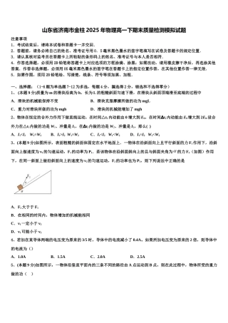 山东省济南市金柱2025年物理高一下期末质量检测模拟试题含解析