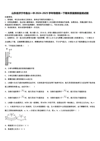 山东省济宁市鱼台一中2024-2025学年物理高一下期末质量跟踪监视试题含解析