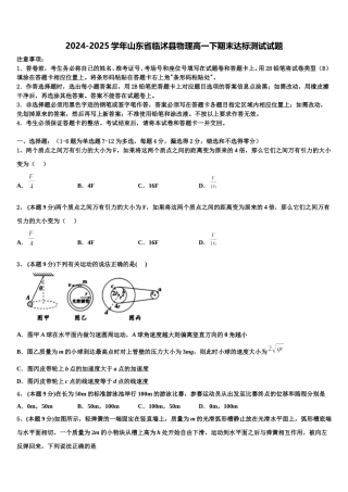 2024-2025学年山东省临沭县物理高一下期末达标测试试题含解析