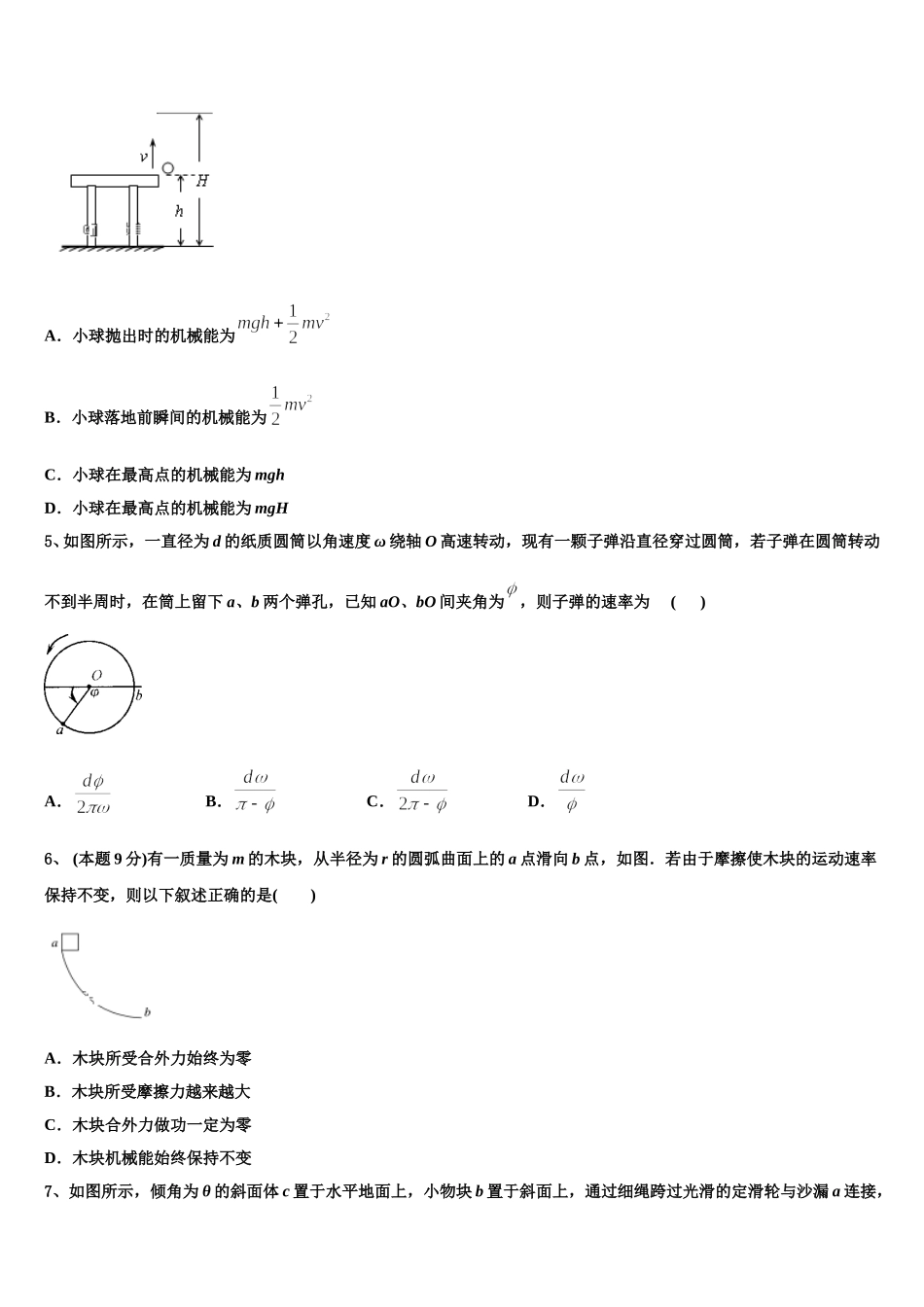 山东省嘉祥一中2024-2025学年物理高一下期末质量检测模拟试题含解析_第2页