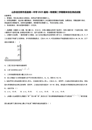 山东省日照市莒县第一中学2025届高一物理第二学期期末综合测试试题含解析