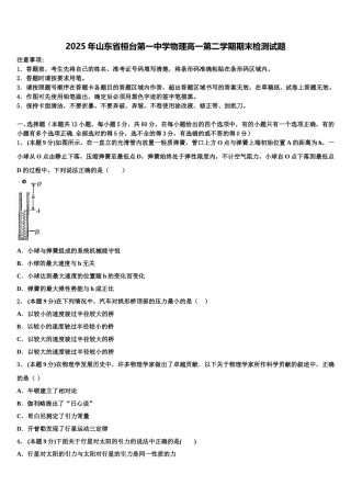 2025年山东省桓台第一中学物理高一第二学期期末检测试题含解析