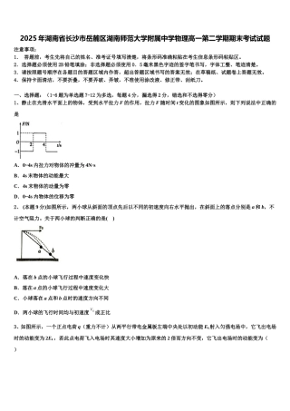 2025年湖南省长沙市岳麓区湖南师范大学附属中学物理高一第二学期期末考试试题含解析