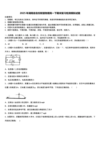 2025年湖南省名校联盟物理高一下期末复习检测模拟试题含解析