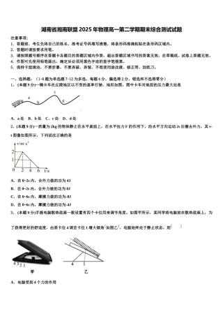 湖南省湘南联盟2025年物理高一第二学期期末综合测试试题含解析