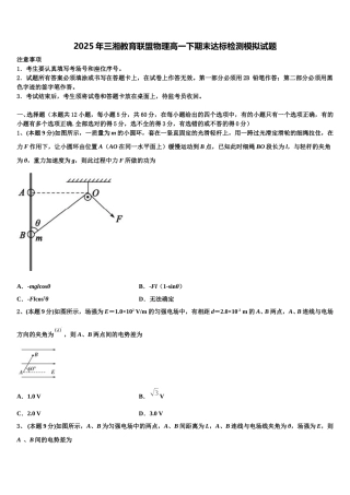 2025年三湘教育联盟物理高一下期末达标检测模拟试题含解析
